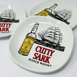 3pc Ceramic Cutty Sark Scotch Whisky Porcelain Plate Dish Richard Ginori Italy